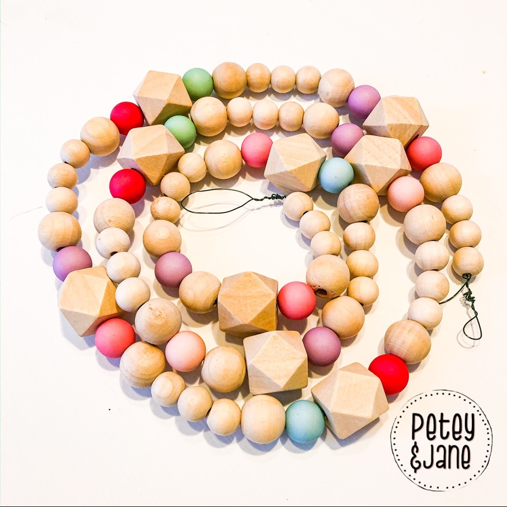 Handmade Farmhouse Boho Beaded Garland Mantle Swag